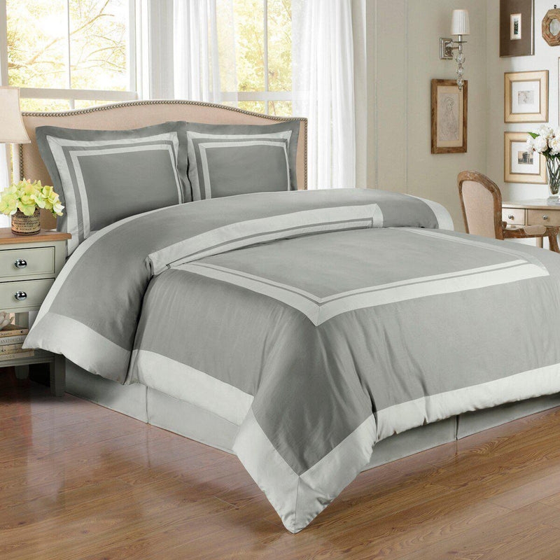 Sky Duvet Cover Set Contrast Border Hotel Style Bedding
