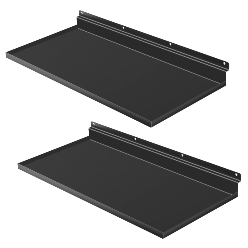 Slatwall Display Shelves, Set of 2 Matte Black Metal for Retail or Home