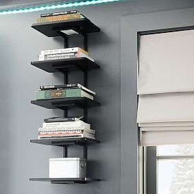 Slender White Five-Tier Wall Shelf Tower for Vertical Storage