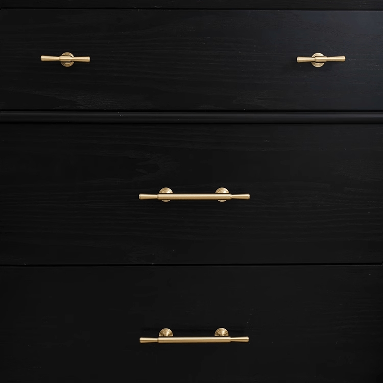 Slim Cabinet Pull Linear Design Brushed Gold Finish Textured Surface