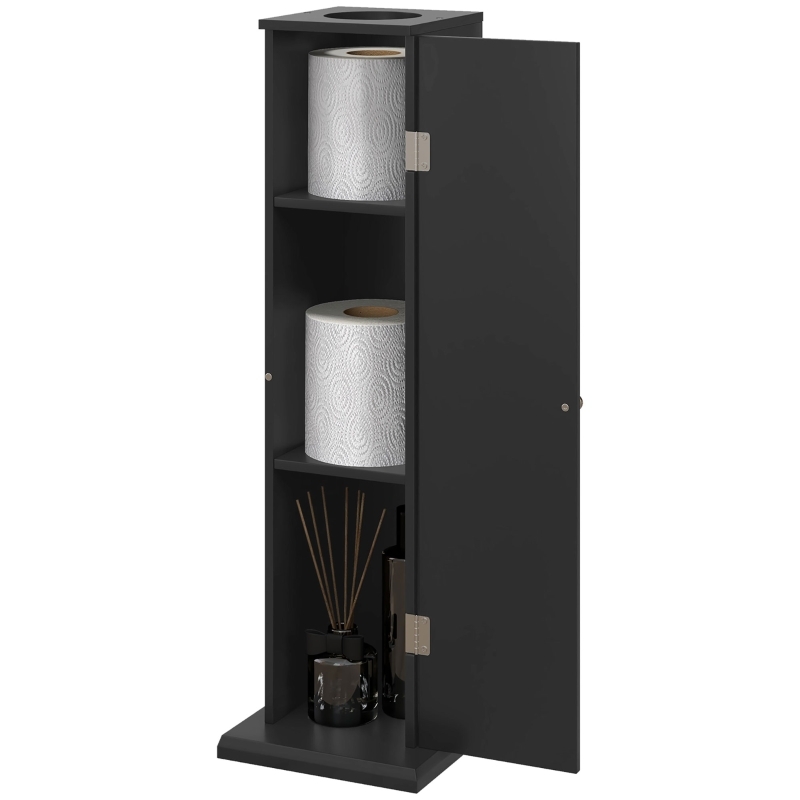 Slim Floor Cabinet with Louvered Door for Small Spaces