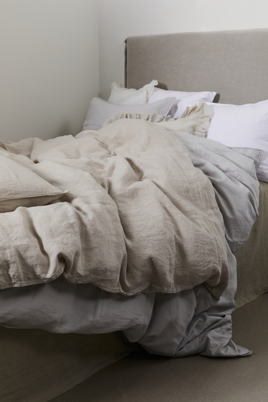 Slubby Woven Beige Duvet Set, Scandinavian Minimalist Bedroom Style