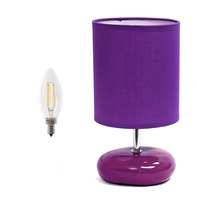 Small Purple Teardrop Table Lamp with Monochromatic Shade