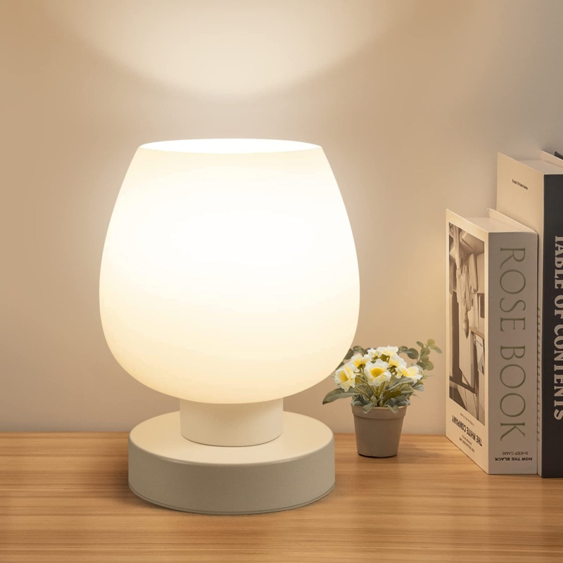 Small Table Lamp Modern Brushed Gold with Textured Shade