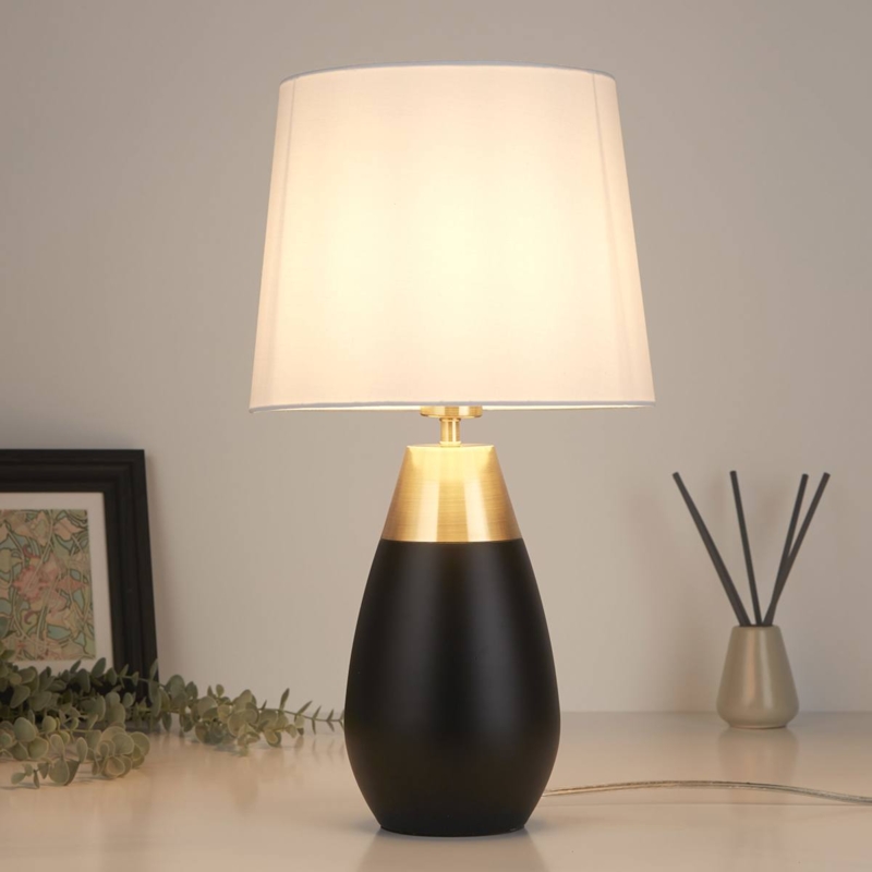 Small Table Lamp with Slender Stem and Mixed Metal Finish
