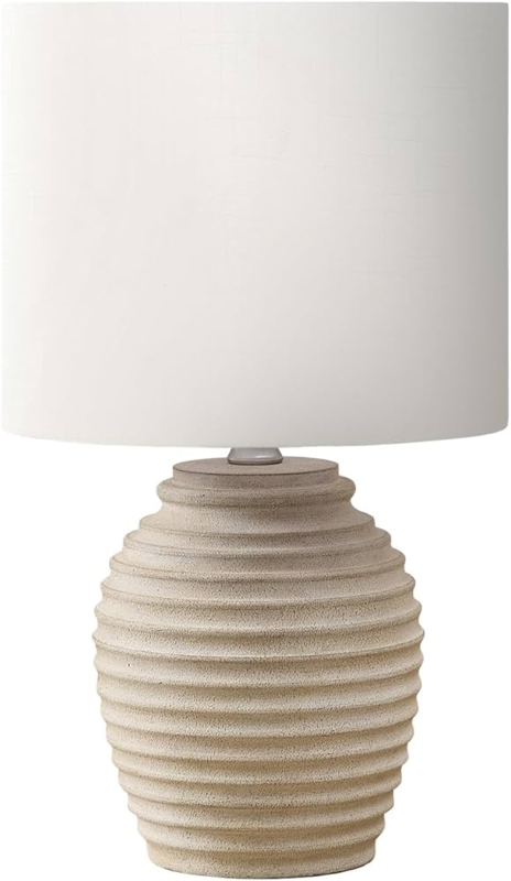 Smooth Resin Table Lamp, Curved Base with Tonal Tapered Shade.