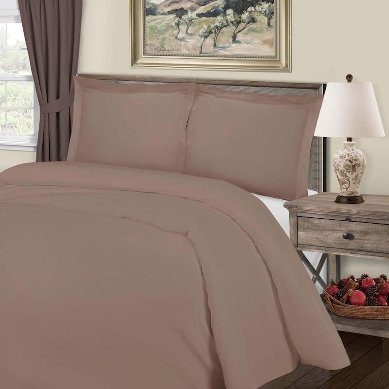Smooth Weave Duvet Cover Set Beige Cotton Blend Transitional Style