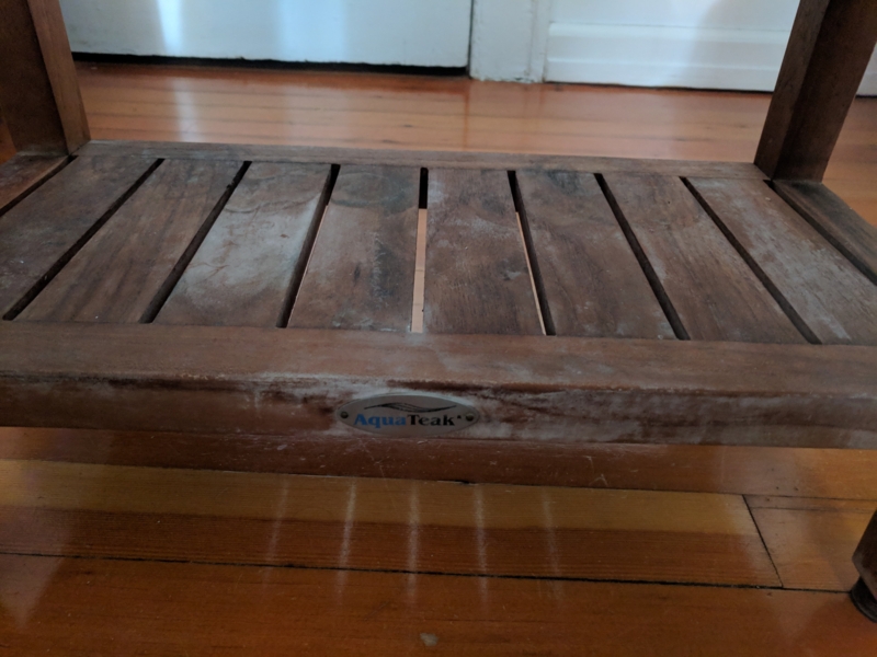 Spa-Inspired Shower Bench with Slatted Seat and Braced Legs