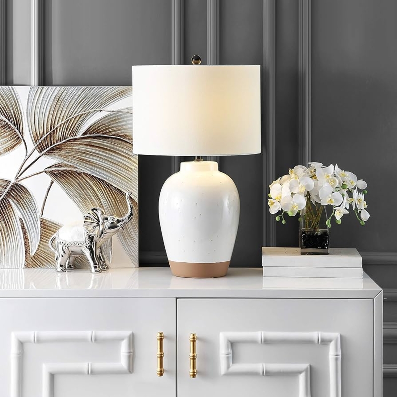 Speckled Ceramic Table Lamp Gourd Silhouette Base in Organic Style