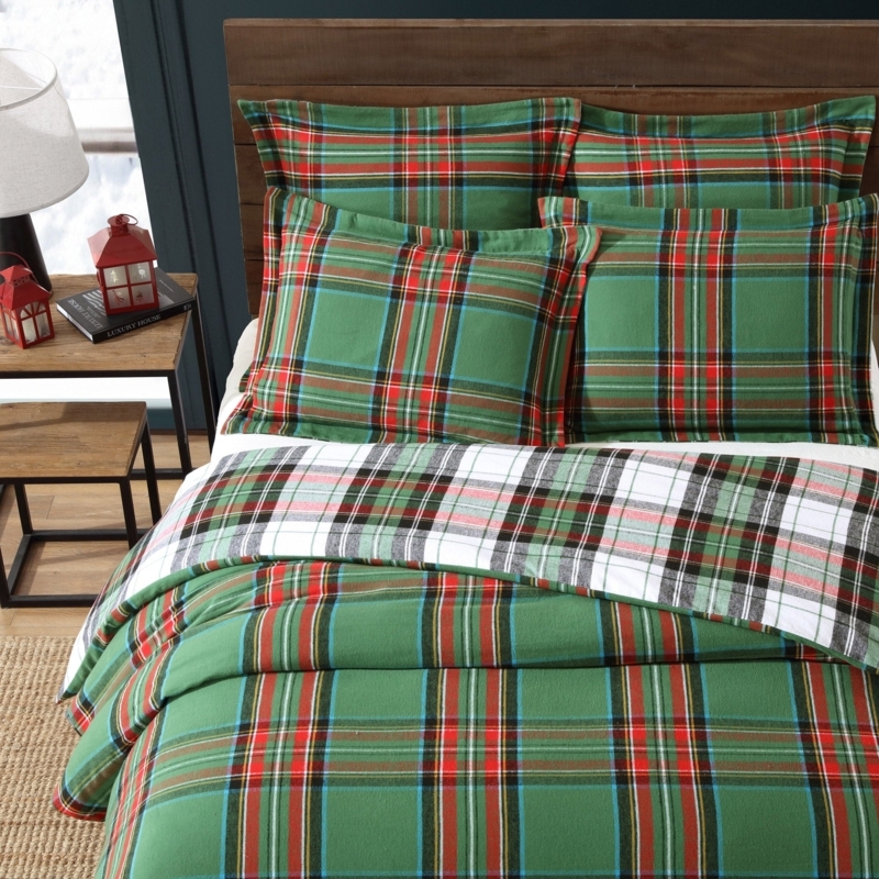 Spencer Plaid Flannel Duvet Cover Set, Forest Green