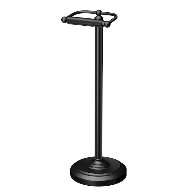 Spring-Loaded Toilet Paper Holder Stand with Vertical Roll Reserve