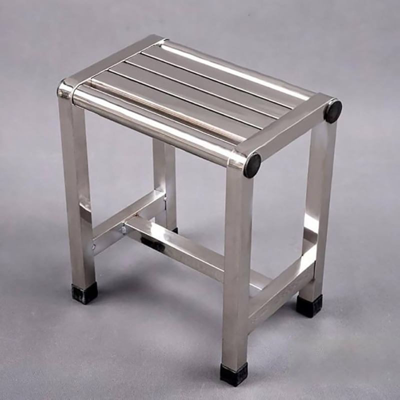 Stainless Steel Shower Stool, Slatted Seat, Modern Minimalist.