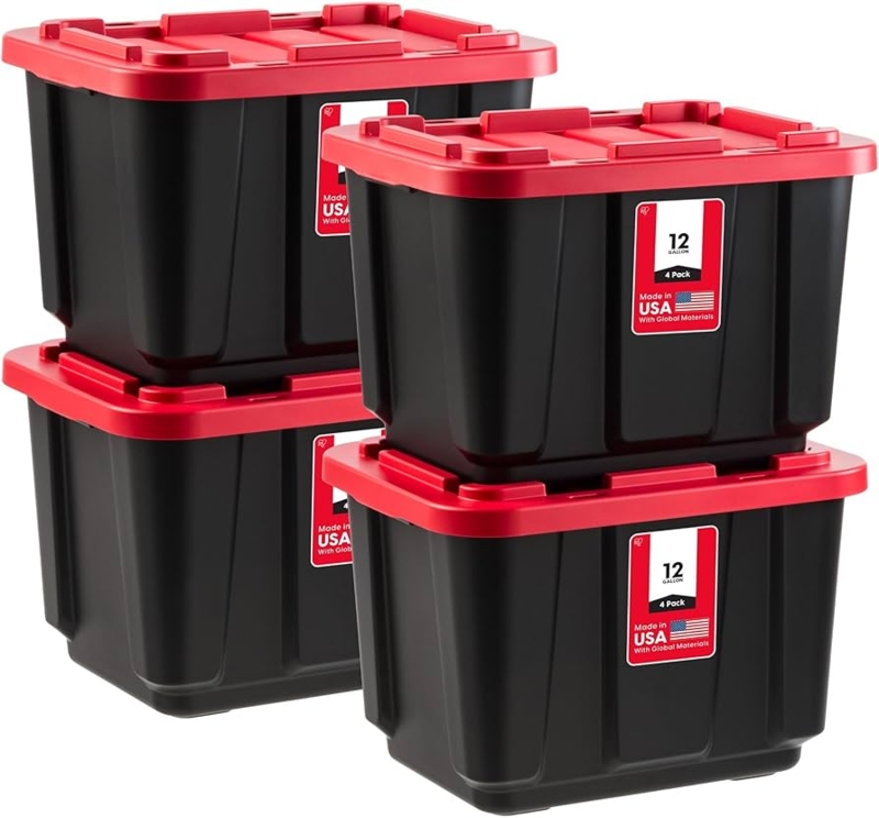 Storage Bin Heavy Duty Reinforced Ribbing Stackable Garage Solution