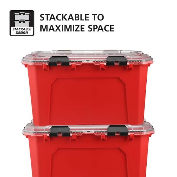 Storage Bin Latching Hinged Lid Stackable Heavy Duty Garage Storage Bin