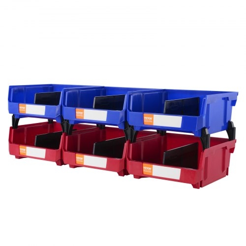 Storage Bin Set Red And Blue Open Front Stackable Design
