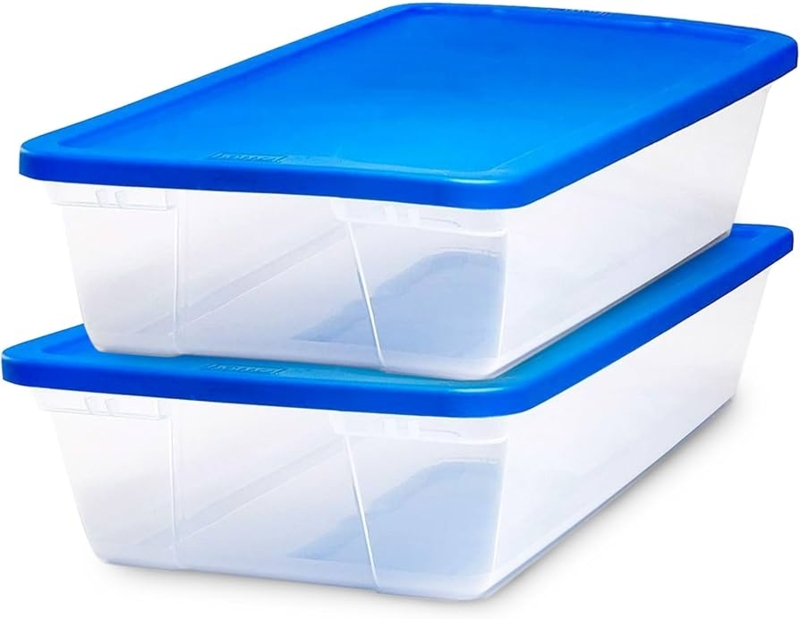 Storage Bin Snap Lock Lid Clear Plastic Integrated Handles