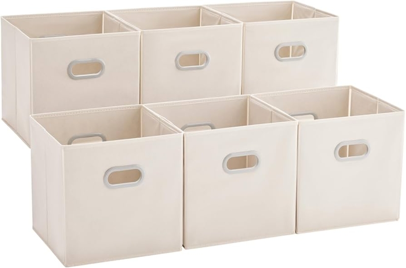 Storage Bin Square Foldable Fabric Cubes, Set of 6 for Closet
