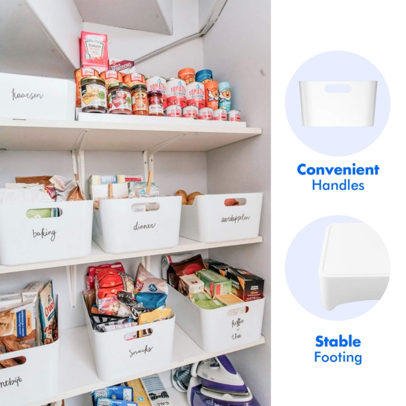 Storage Bin Stackable Cutout Handles Pantry Organization Containers
