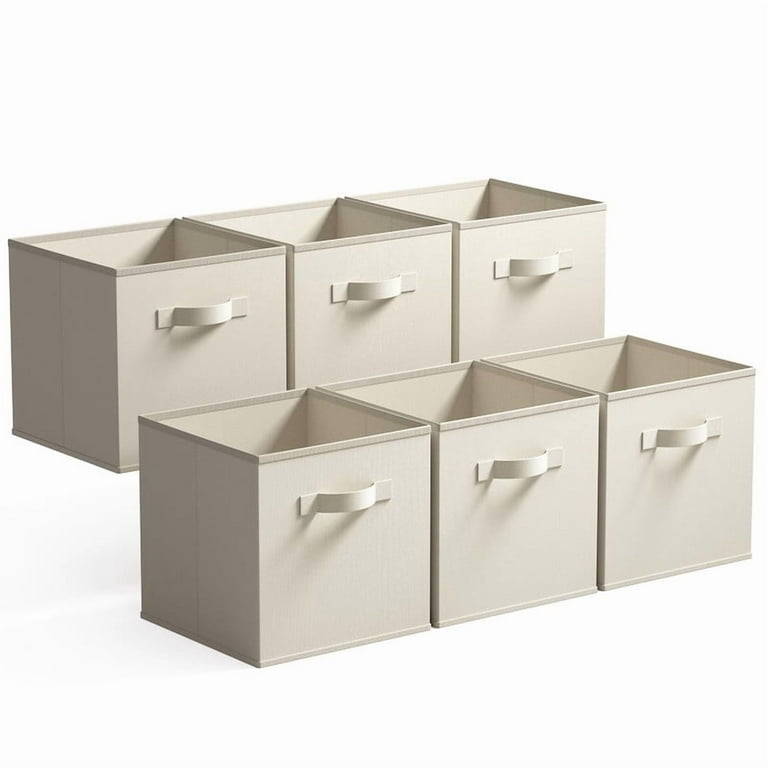Storage Bin Woven Texture Fabric Cubes with Grommet Detail