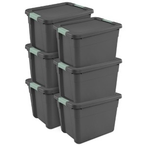 Storage Bins Set, Latching Lids, Gray and Green Colorway, Stackable Totes