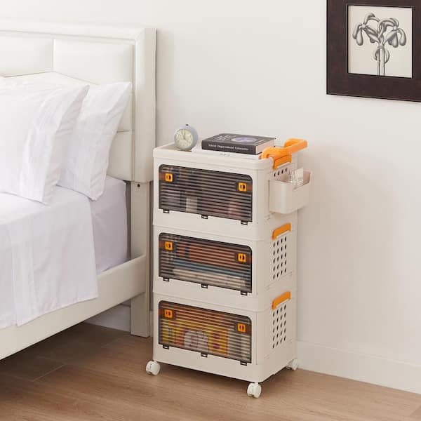 Storage Bins Stackable Rolling Unit with Front Door Access