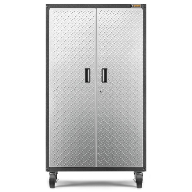 Storage Cabinet: Charcoal Gray Mobile Steel Diamond Plate Cabinet