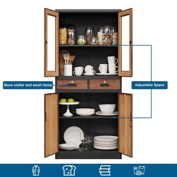 Storage Cabinet featuring Fluted Metal Panels and Gold Hardware