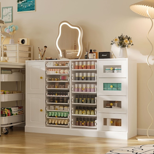 Storage Cabinet Gold Accents Acrylic Nail Polish Drawers