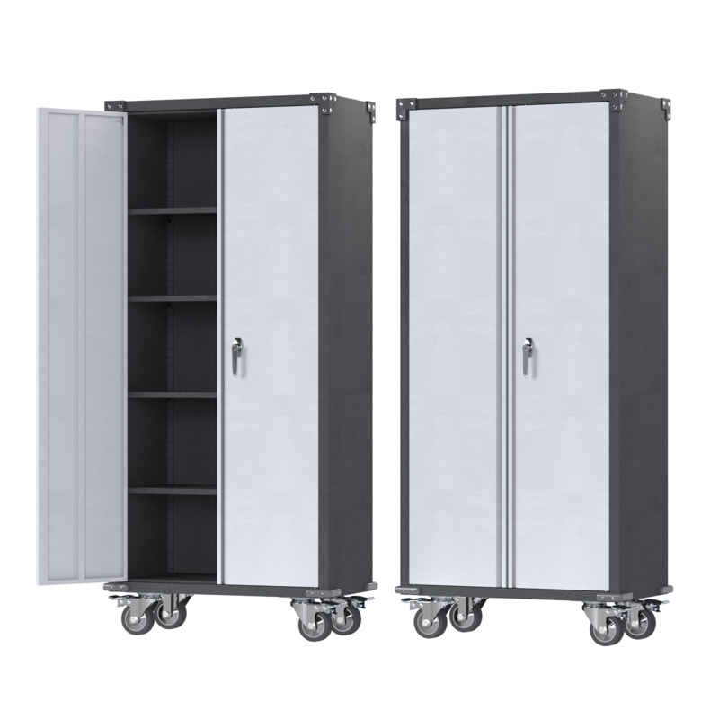 Storage Cabinet: Metal Rolling Tool Storage Cabinet with Locking Doors