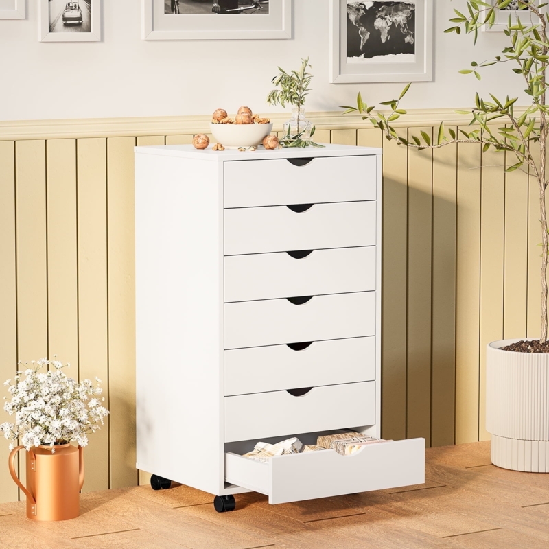Storage Cabinet Seven Drawers Mobile Casters Office Organizer