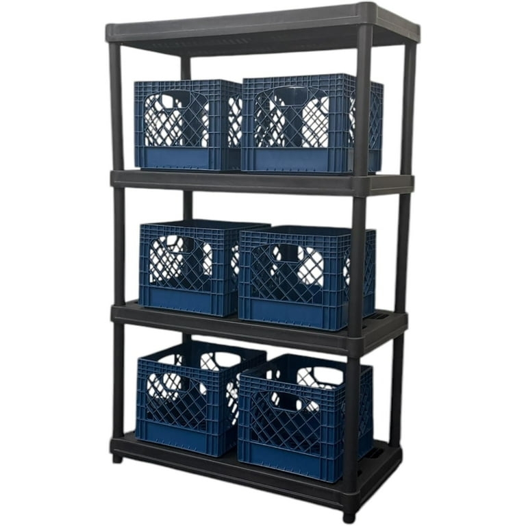 Storage Crate Heavy Duty Plastic With Grid Pattern Design
