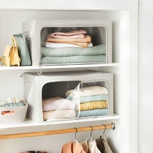 Storage Cubes, Fabric with Clear Window, Zipper Closure, Stackable Clothing Bins
