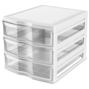 Storage Drawers Plastic Three-Tier Frosted Translucent Fronts