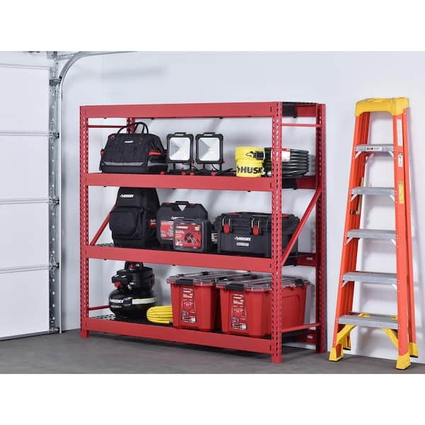 Storage Shelving Unit Wire Mesh Decks Red Frame Industrial Garage Shelving