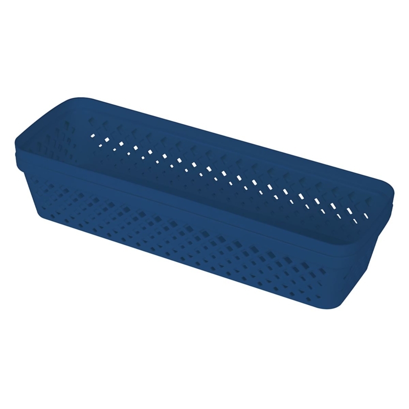 Storage Tray Set Narrow Profile Plastic with Ribbed Texture