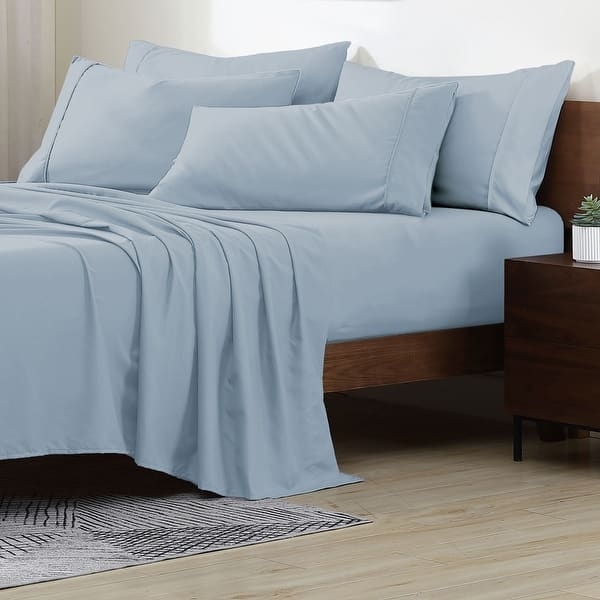 Styled Eggplant Purple Sheet Set Microfiber Monochromatic Bedding