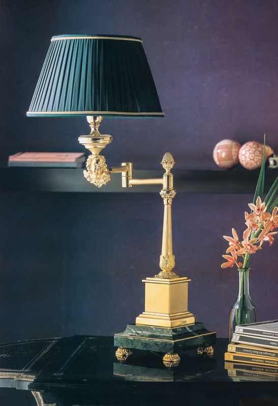 Swing Arm Table Lamp Tapered Drum Shade Rectangular Base Traditional