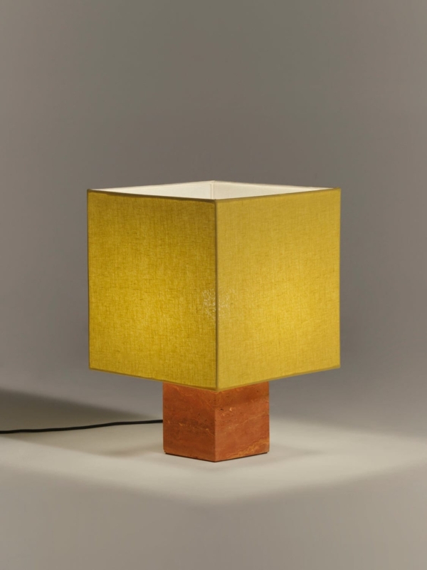 Table Lamp All Yellow Colorway Square Base Geometric Desk Lighting