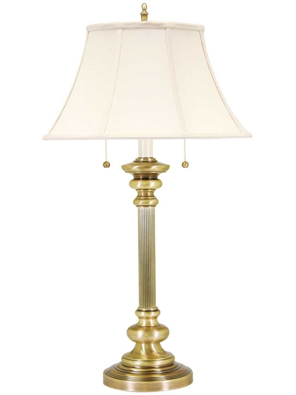 Table Lamp Antique Brass Finish Twin Pull Chains Column Base