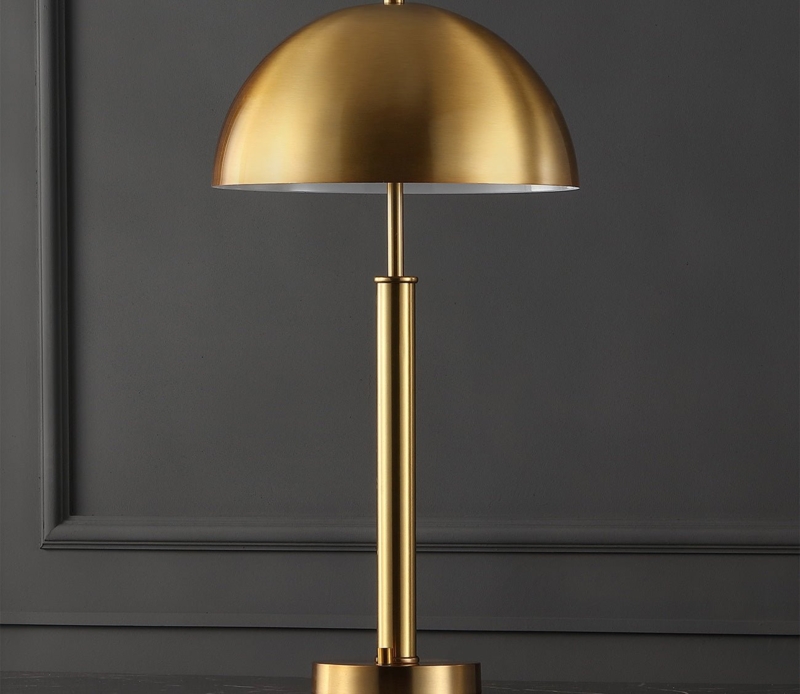 Table Lamp Antique Brass Metal Oversized Dome Shade Task Light