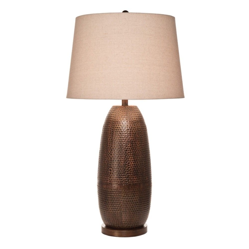 Table Lamp: Antique Bronze Tiered Base Traditional Desk Lamp with Shade.