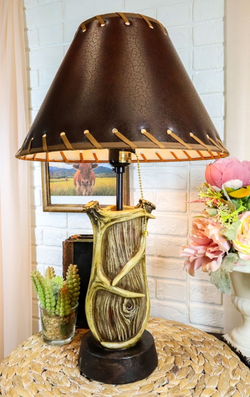 Table Lamp Antler And Driftwood Base Rustic Western Style