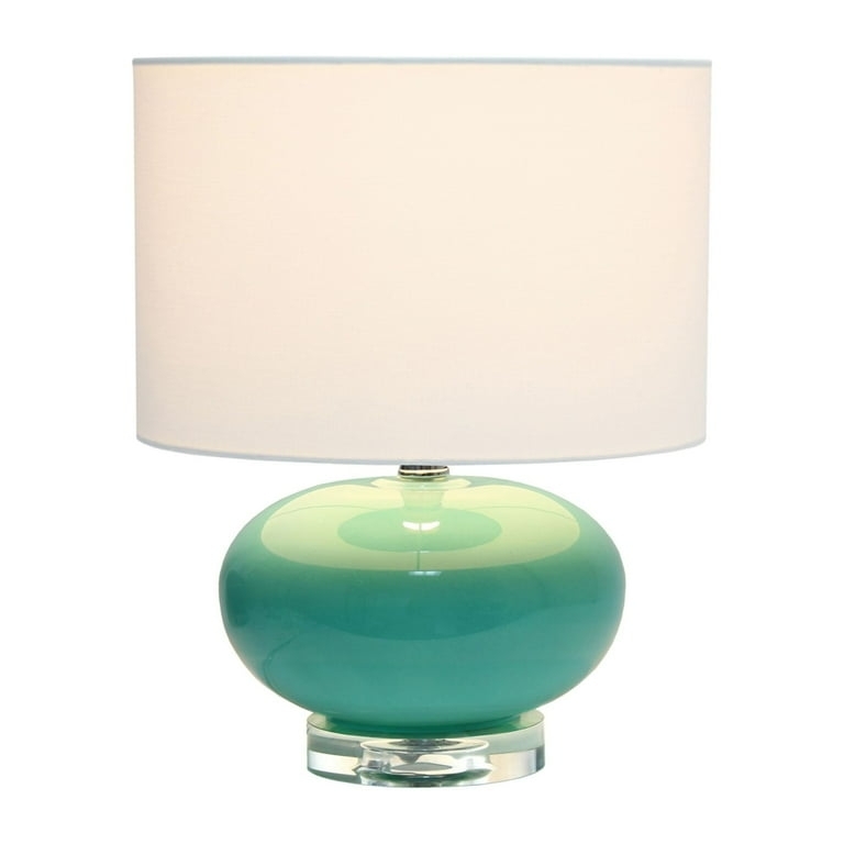 Table Lamp Aqua Glossy Ceramic Egg Base Coastal Modern Accent Light