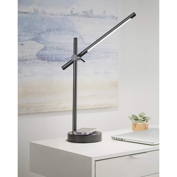 Table Lamp Arched Silhouette Matte Black Finish Drum Shade