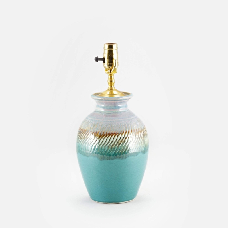 Table Lamp Artisanal Mottled Purple Glaze Porcelain Orb Body