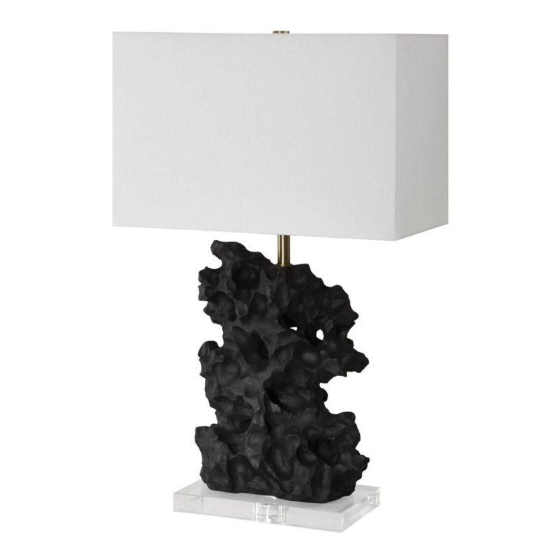 Table Lamp Basalt Stone Base Architectural Silhouette, Modern Basalt Stone Table Lamp