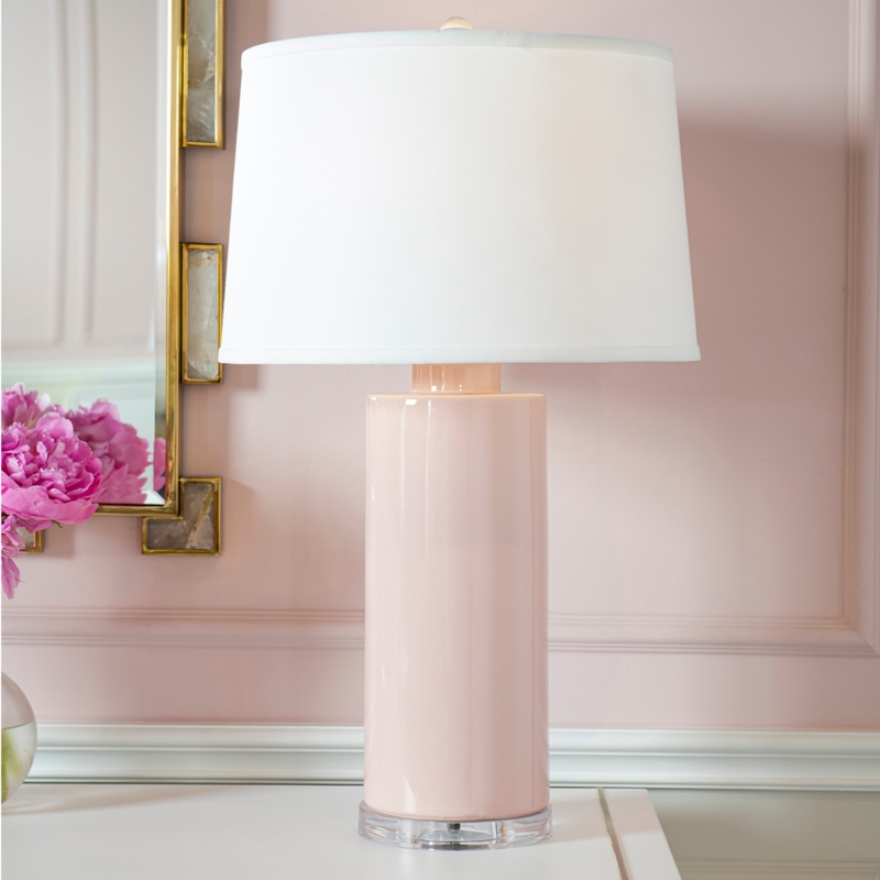 Table Lamp Base Blush Pink Stucco Texture Double Gourd Coastal Chic