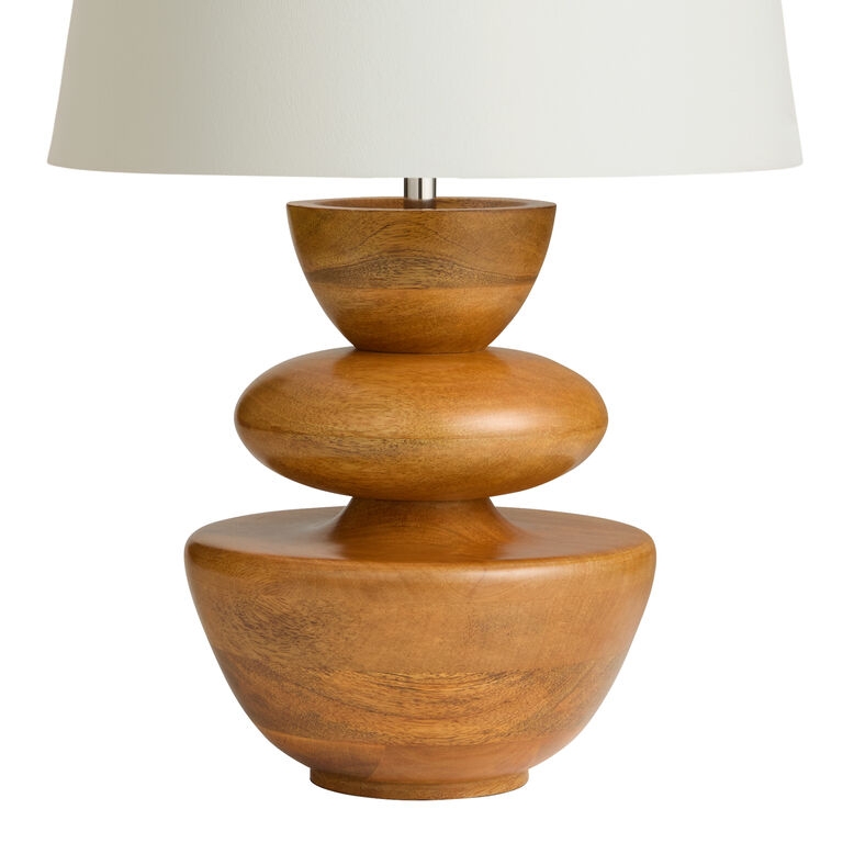 Table Lamp Base Sculptural Stacked Wood Faceted Geo
