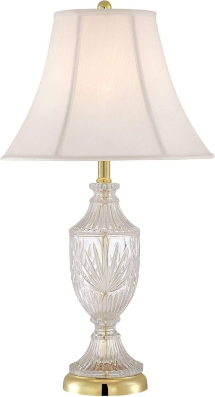 Table Lamp Bell Shade Silhouette Cut Glass Urn Body Brass Accents