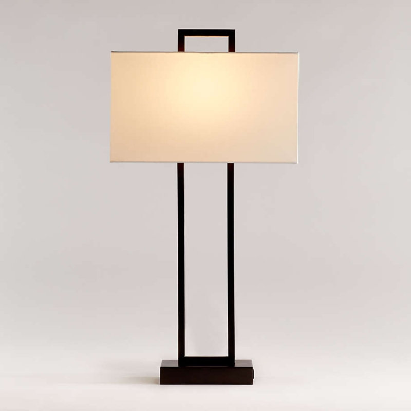 Table Lamp, Black Open Frame with Tall Rectangular Silhouette.
